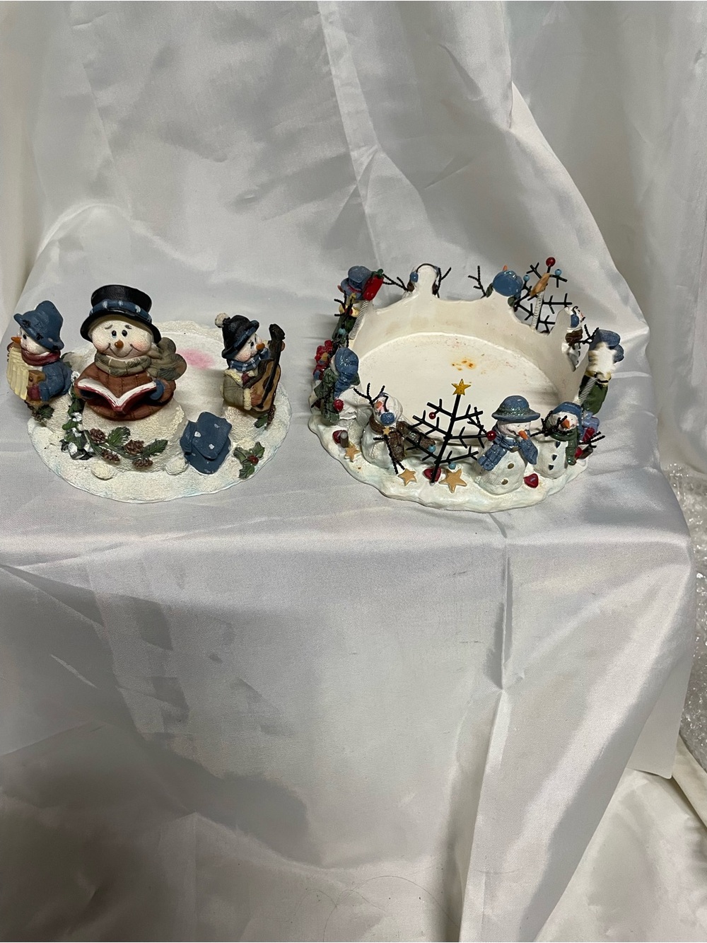 Set of 2 Snowmen Candle holders. Perfect for battery or jar candles.